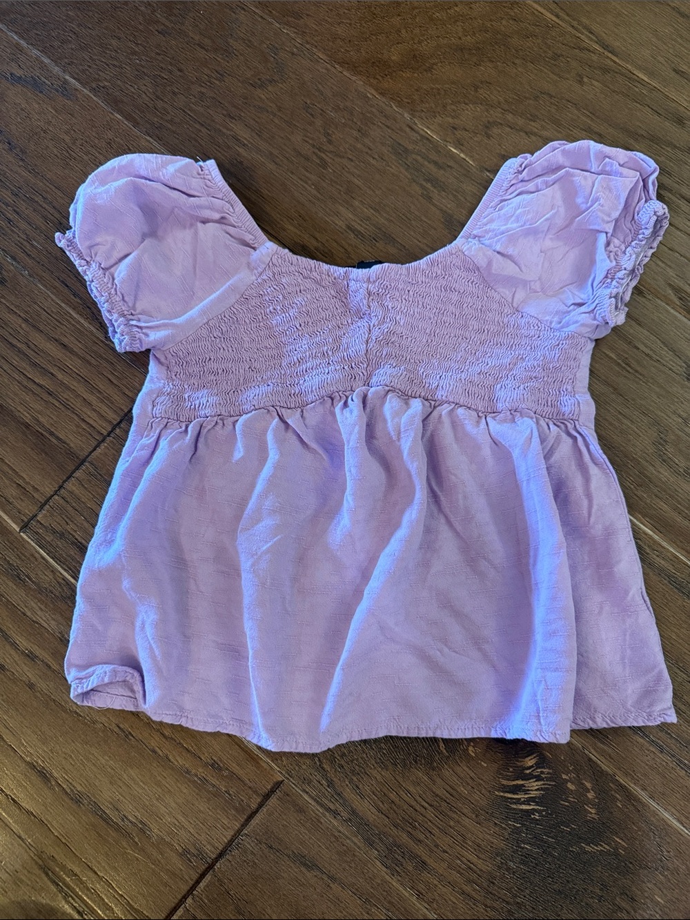 Girls Art Class Lilac Smocked Puff-Sleeve Girls' Babydoll Top - small
